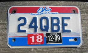 Ohio Motorcycle License Plate Birthplace of Aviation 2009