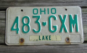 Ohio Green White License Plate Lake