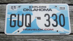 Oklahoma White Scissor Tail Bird License Plate Travel OK 2018