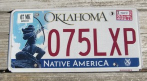 Oklahoma Arrow Shooter Native America License Plate 2017