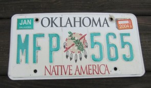 Oklahoma Native America License Plate 2004 MFP 565