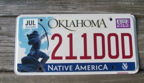 Oklahoma Arrow Shooter Native America License Plate 2010