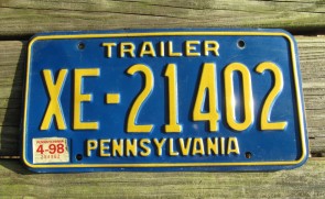 Pennsylvania Yellow Blue License Plate 1998