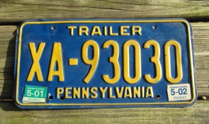 Pennsylvania Yellow Blue License Plate 2002