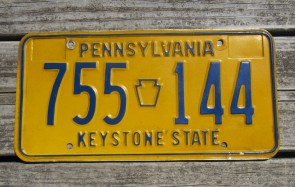 Pennsylvania Blue Yellow License Plate 1978