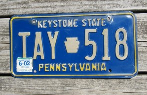 Pennsylvania Large Keystone State License Plate 2002