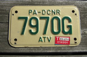 Pennsylvania ATV License Plate Motorcycle Sized 2006