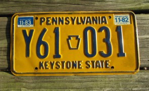 Pennsylvania Blue Yellow Keystone State License Plate 1983