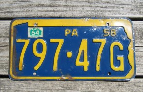 Pennsylvania State Shaped License Plate 1964