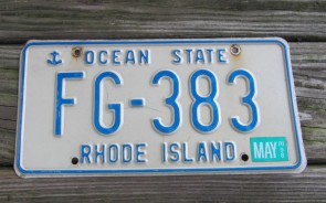 Rhode Island Blue White License Plate Ocean State 1998