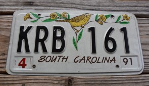 South Carolina Wren License Plate 1991
