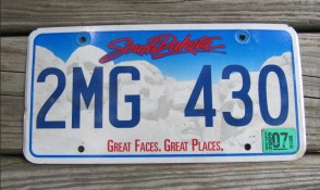 South Dakota Great Faces Great Places License Plate 2009