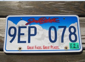 South Dakota Great Faces Great Places License Plate 2015