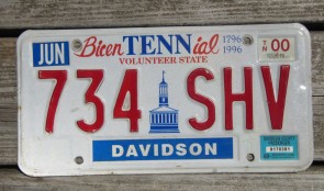 Tennessee Bicentennial License Plate 2000