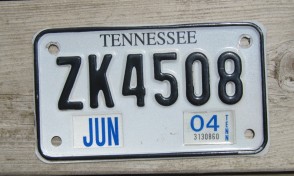 Tennessee Motorcycle License Plate 2004