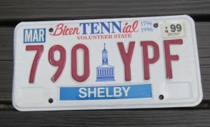Tennessee Bicentennial License Plate 1999