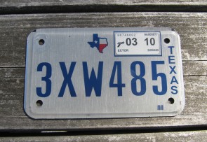 Texas Motorcycle License Plate 2010