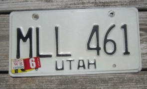 Utah Black White License Plate 1988