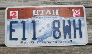 Utah Life Elevated Skier License Plate 2020 Greatest Snow on Earth 