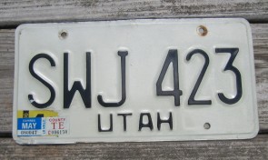 Utah Black White License Plate 1987