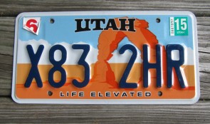 Utah Arch Life Elevated License Plate 2015