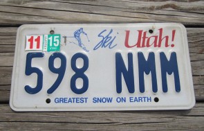 Utah White Ski License Plate Greatest Snow On Earth 2015