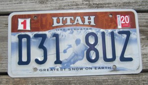 Utah Life Elevated Skier License Plate 2020 Greatest Snow on Earth 