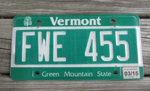 Vermont Green Mountain State License Plate 2015