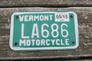 Vermont Motorcycle License Plate Green White 2015