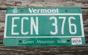 Vermont Green Mountain State License Plate 2010