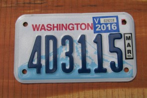 Washington Motorcycle License Plate Mount Rainier Volcano 2016