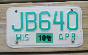 Wisconsin Motorcycle License Plate 2010