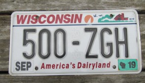 Wisconsin America's Dairyland License Plate 2019