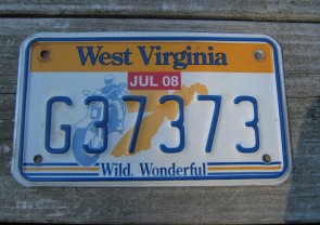 West Virginia Motorcycle License Plate Wild Wonderful Motorcycle Rider 2008