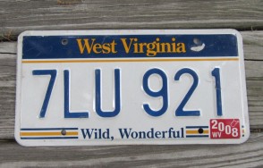 West Virginia Wild Wonderful License Plate 2008 7LU 921