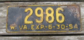 West Virginia Yellow Black License Plate 1954