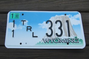 Wyoming Devils Tower Trailer License Plate 2003