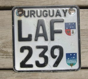Uruguay Motorcycle License Plate LAF 239