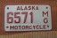 Alaska Red White Motorcycle License Plate 1970's
