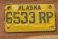 Alaska Yellow Blue Motorcycle License Plate