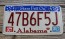 Alabama Stars Fell On License Plate 2007 47B6F5J