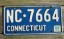 Connecticut Blue White License Plate 1976