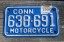 Connecticut Motorcycle License Plate White Blue 1996