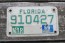 Florida Green Letters Motorcycle License Plate 1986