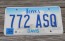 Iowa Farm Scene Embossed License Plate 2012 Davis County 772 ASQ
