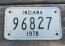 Indiana Motorcycle License Plate 1978
