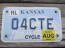 Kansas Motorcycle State Seal License Plate 2013