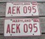 Maryland Red White License Plate Pair 1980