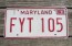 Maryland Red White License Plate 1980