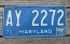 Maryland Blue White License Plate 1975